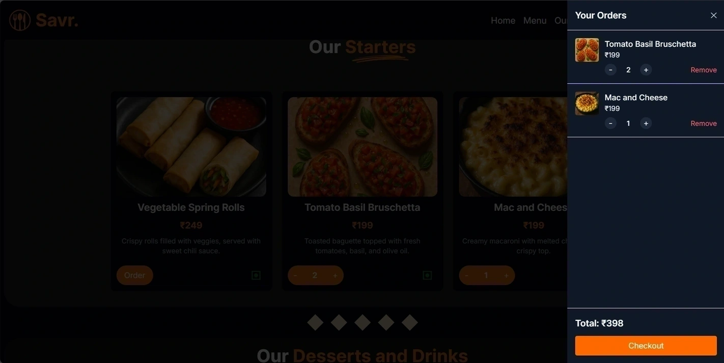 Restaurant Ordering Site